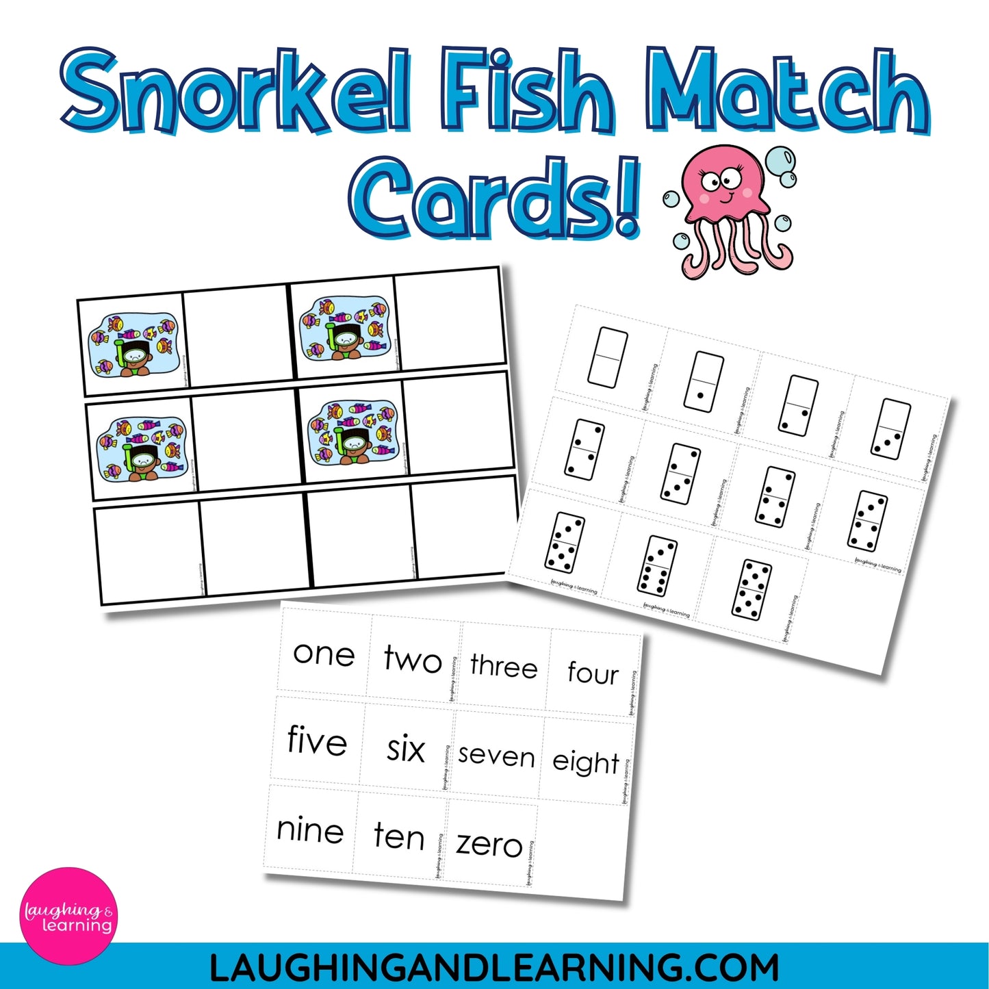 ocean theme number match cards