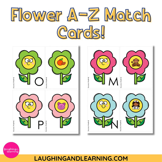 Flower themed letter match cards