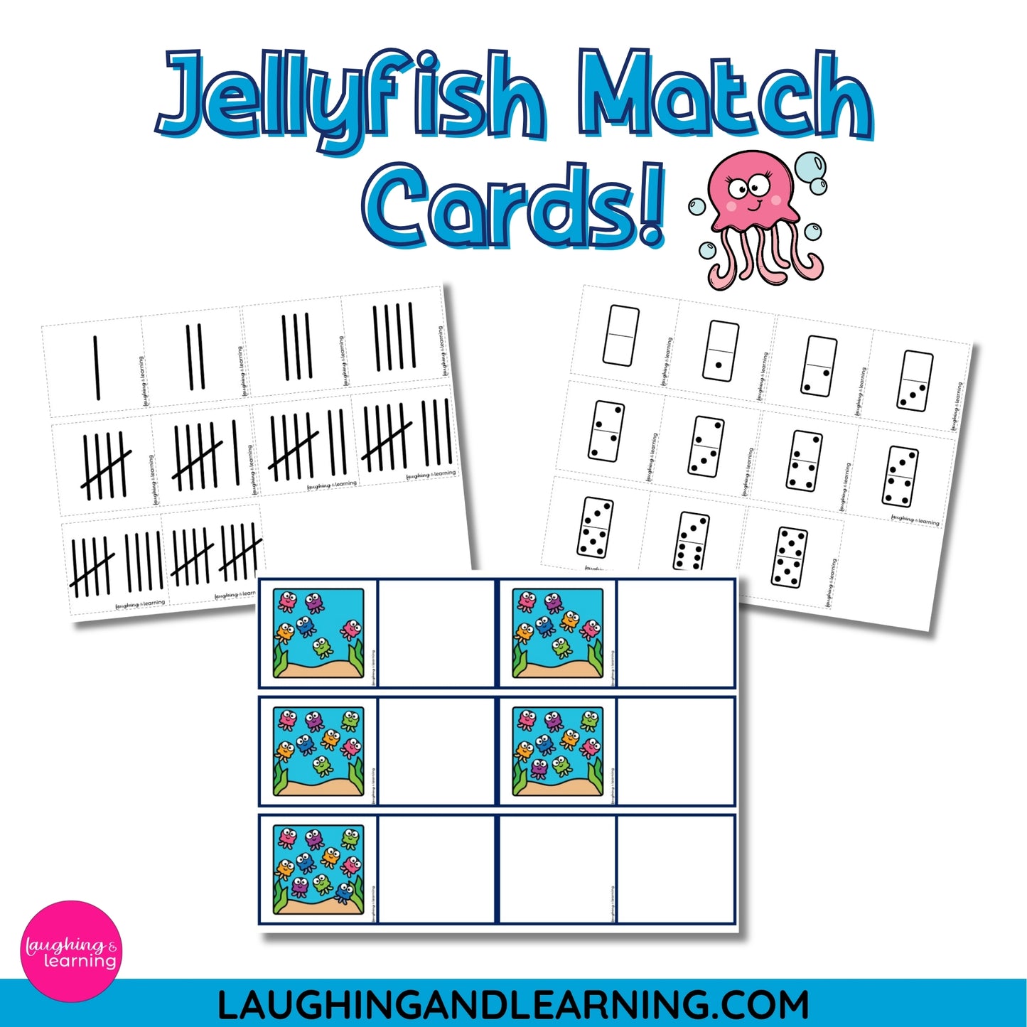 ocean themed number match cards