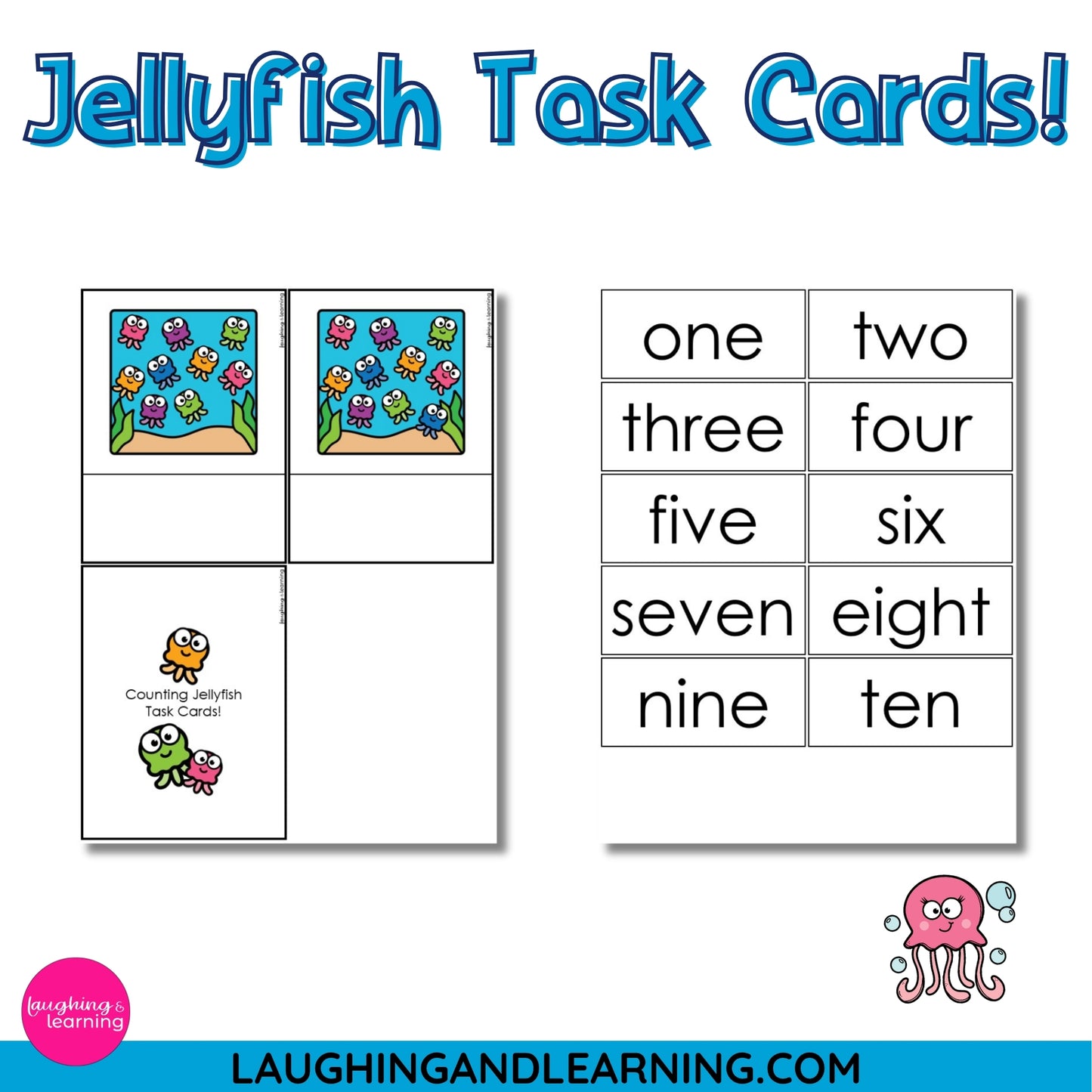ocean themed number task cards