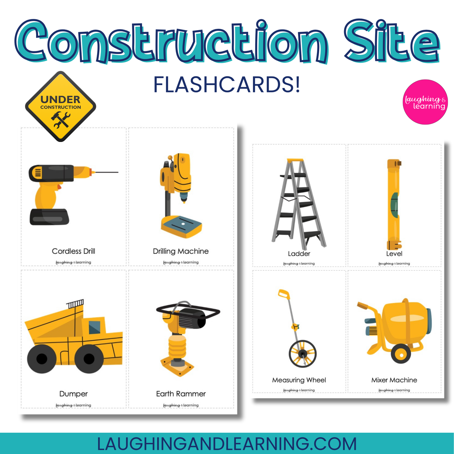 Construction Site Flashcards – Printable Vocabulary Cards