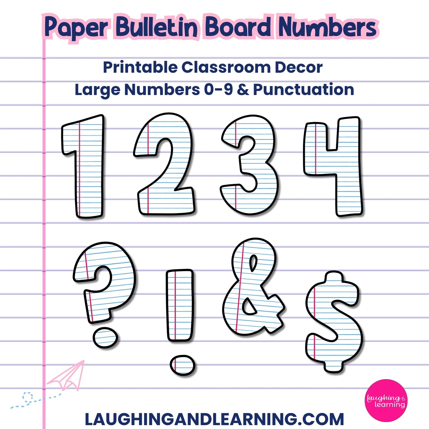 Paper-Theme Bulletin Board Numbers - Numbers 0-9 & Punctuation
