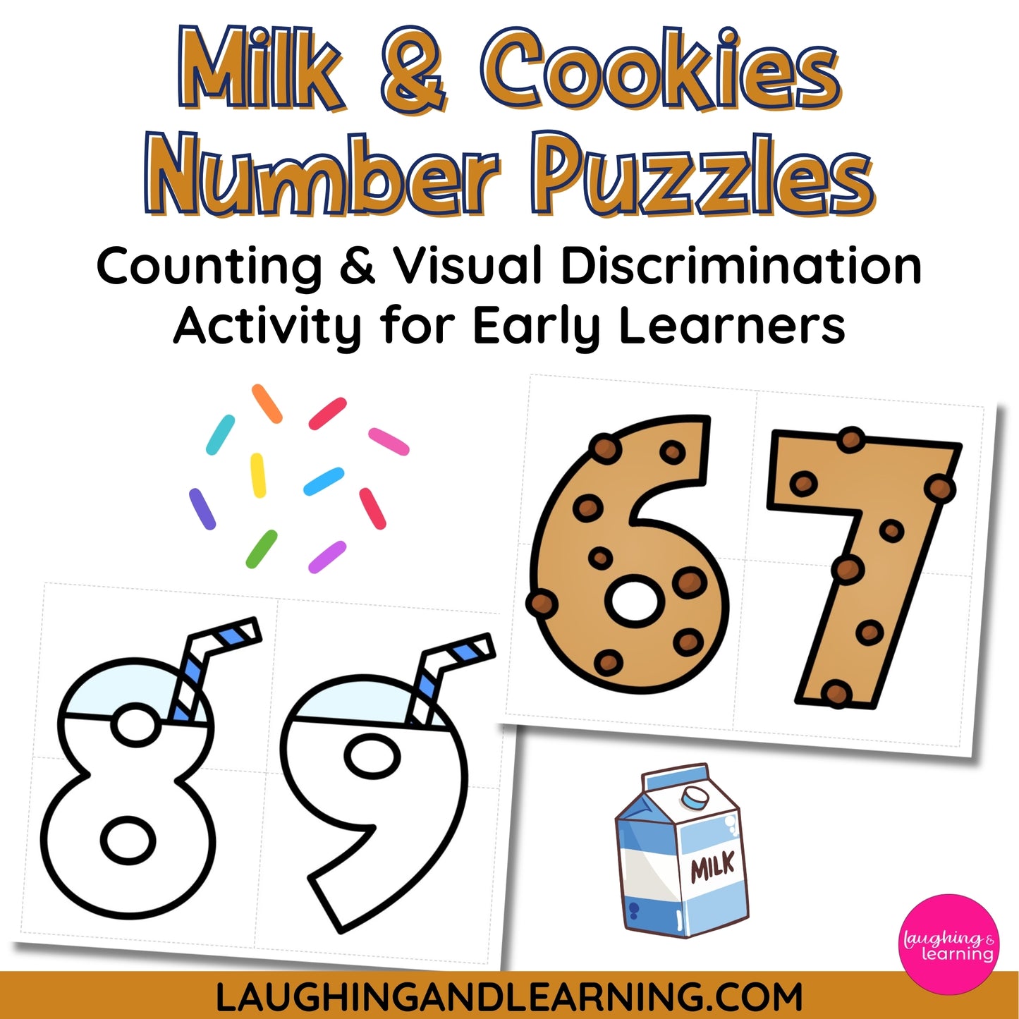 Milk & Cookies Number Puzzles - Counting & Visual Discrimination Activity For Early Learners