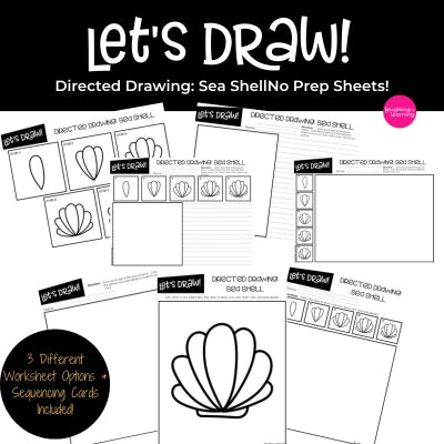 Directed drawing activity sea shells theme