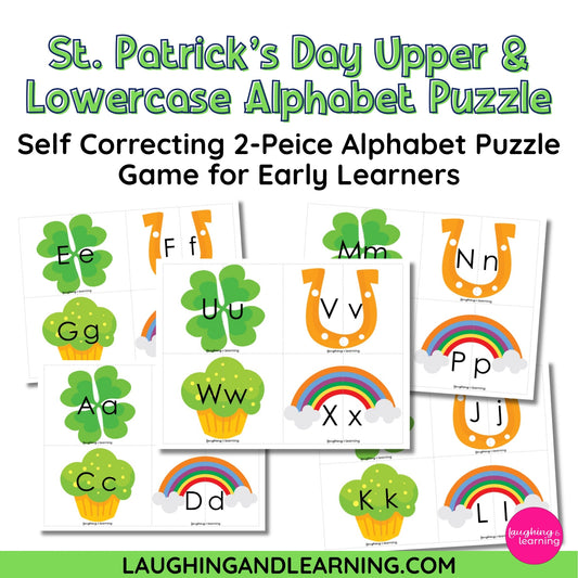 St. Patrick's Day themed alphabet puzzle game for early learners 