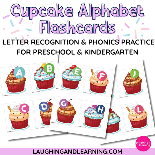 Cupcake Alphabet Flashcards | Letter Recognition & Phonics Practice for Preschool & Kindergarten