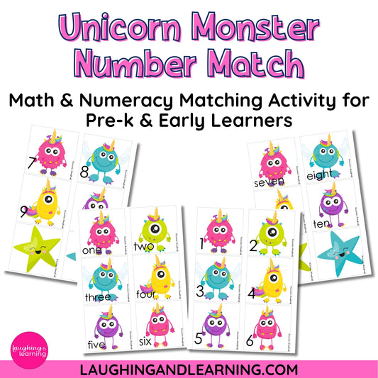 Monster theme number matching activity for early learners