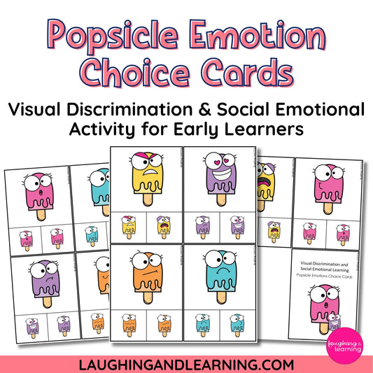Popsicle Emotion Choice Cards for visual discrimination and social emotional activity
