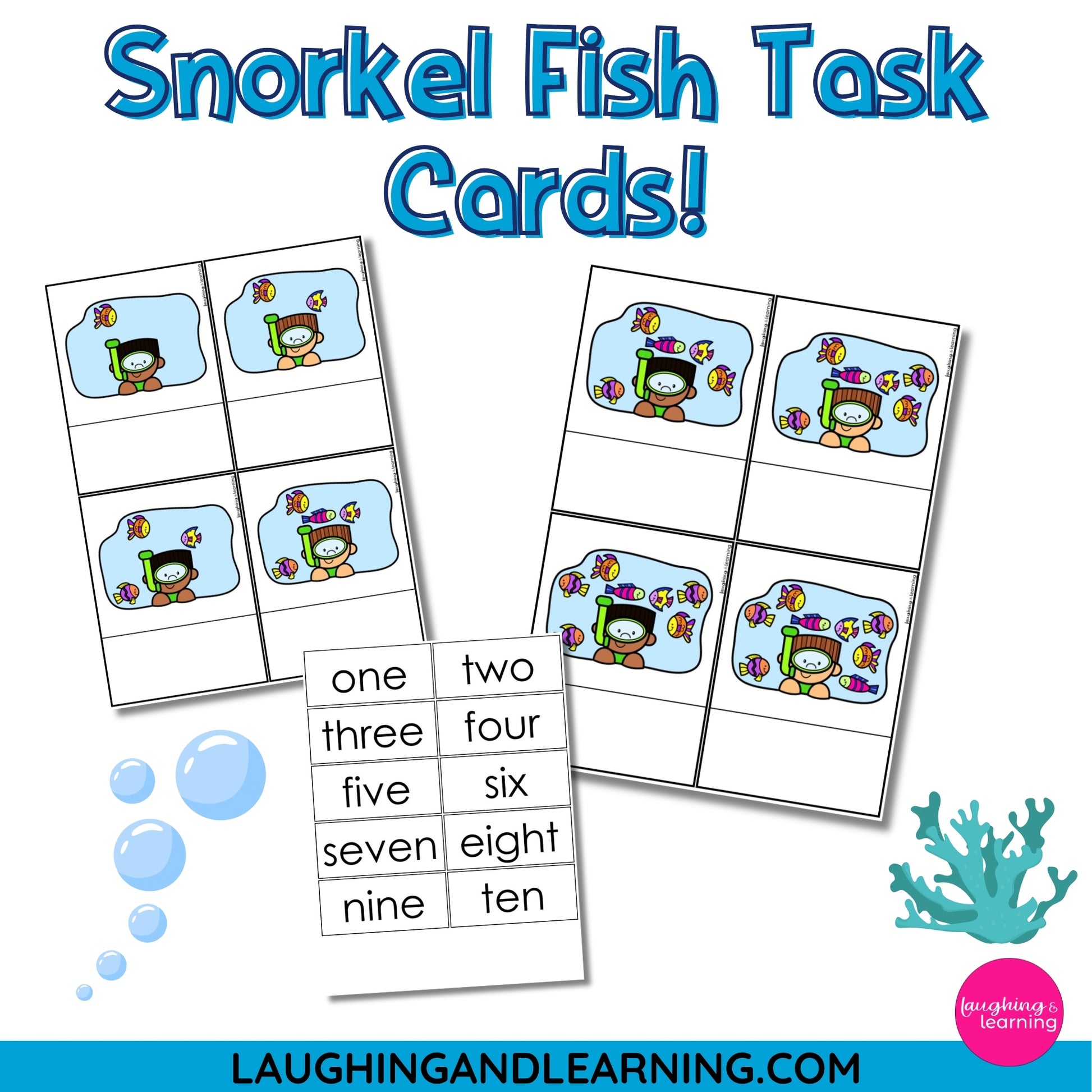 ocean theme number task cards