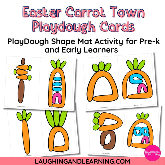 Easter carrot-themed playdough cards for pre-k and early learners 