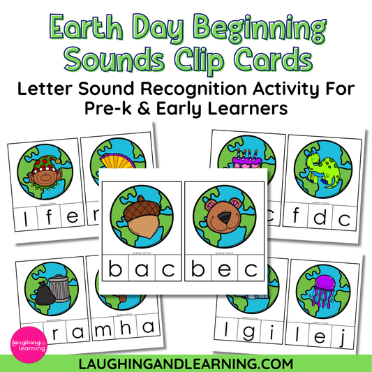 Earth Day Beginning Sounds Clip Cards for Preschool | Phonics Printable