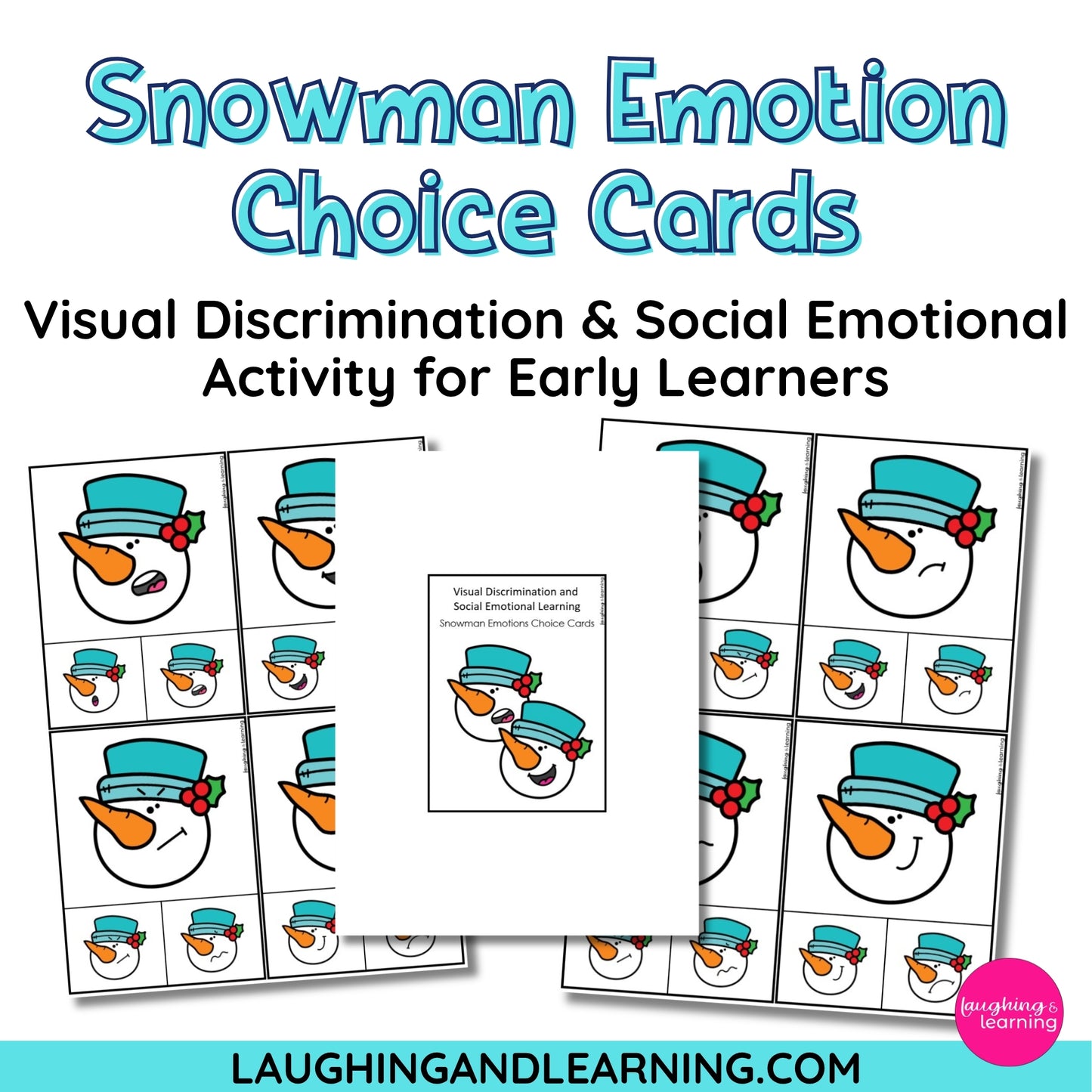 Snowman emotion choice cards for visual discrimination