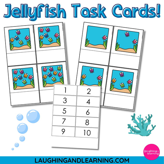 Jellyfish themed number task cards 