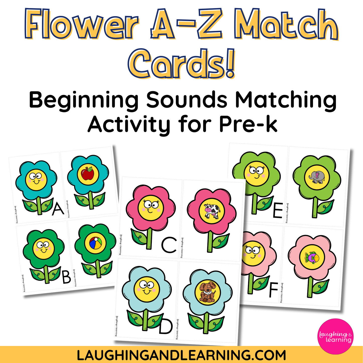 letter a-z beginning sounds match cards