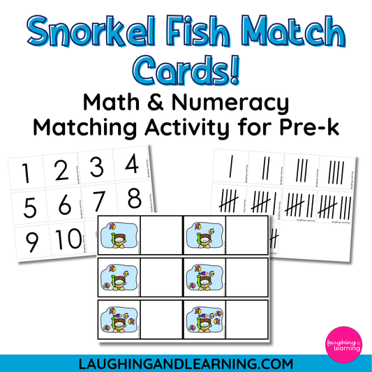 Math and numeracy matching activity cards for pre-k students with numbers and tally marks.