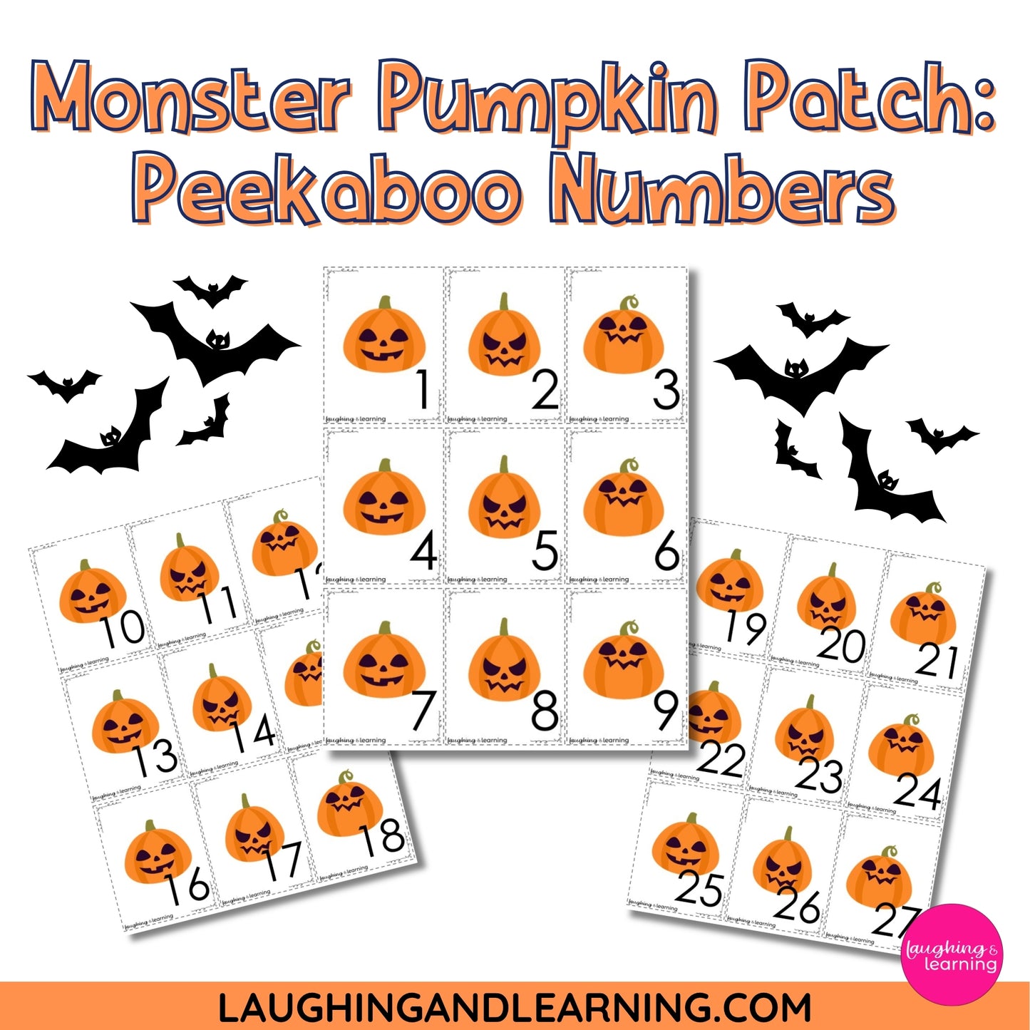 Halloween-themed number cards 