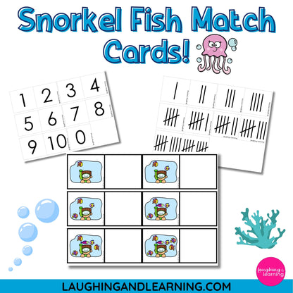 snorkel fish number match cards