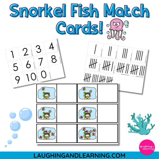snorkel fish number match cards