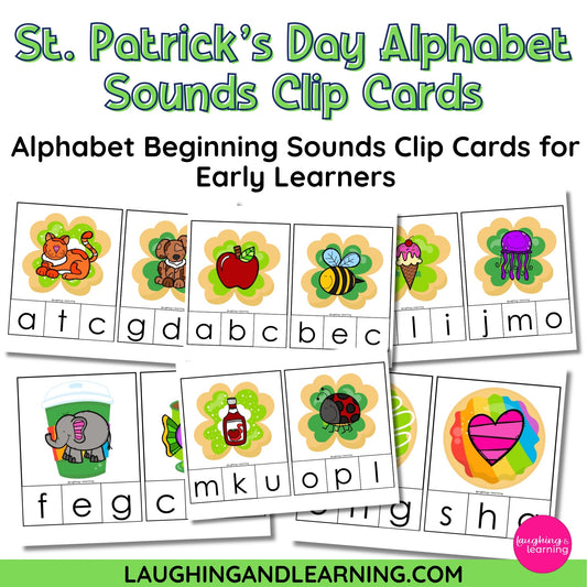 St. Patrick's Day themed alphabet sounds clip cards