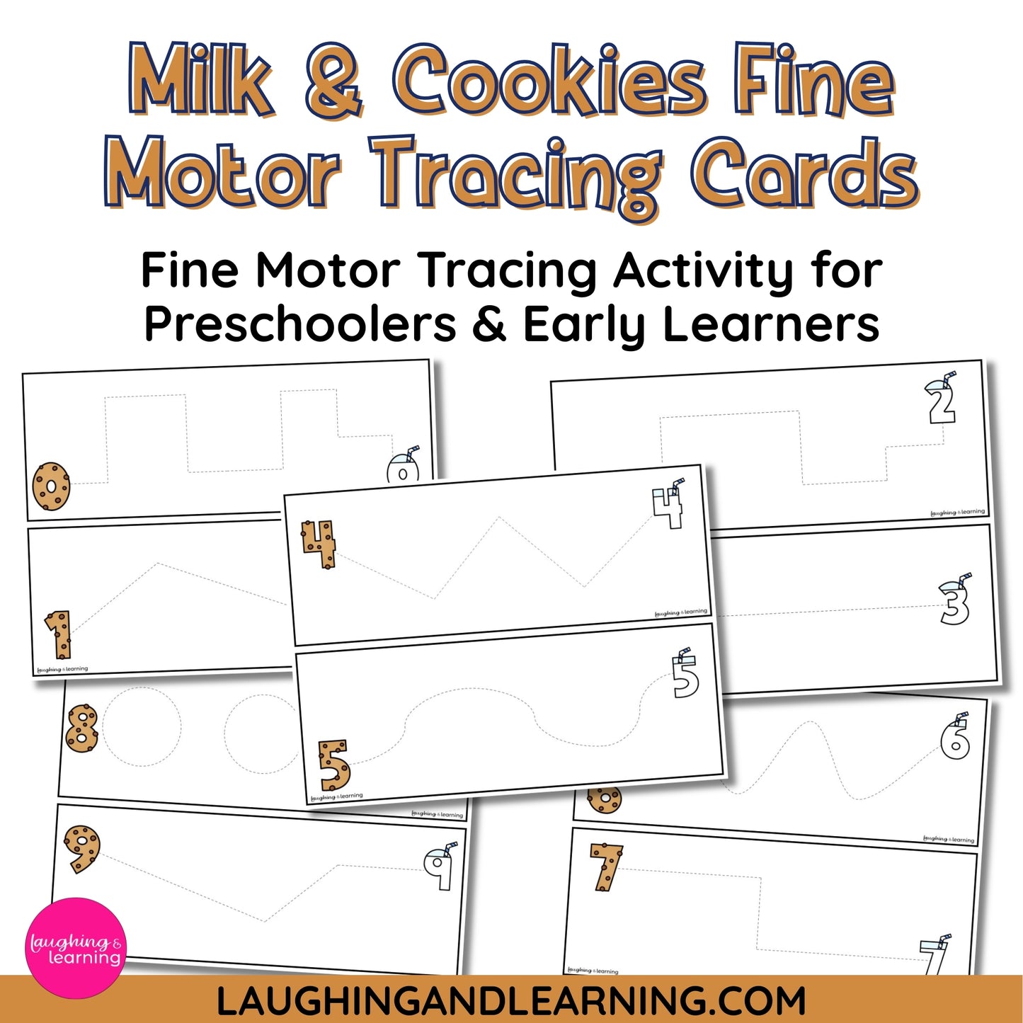 Fine motor tracing cards for preschoolers and early learners with numbers