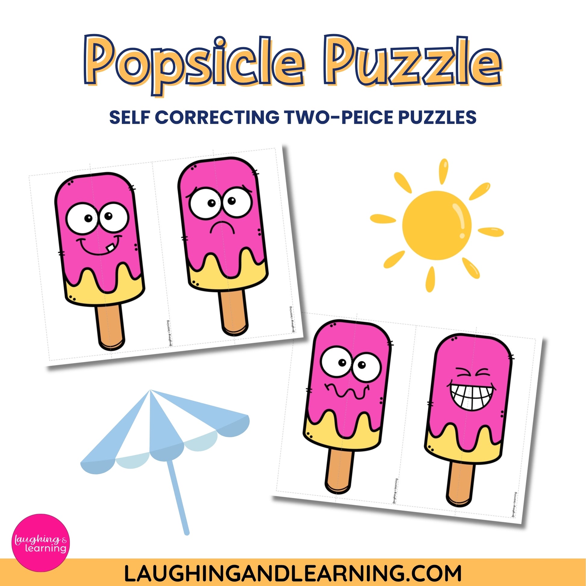 Popsicle shaped puzzles with cartoon faces 