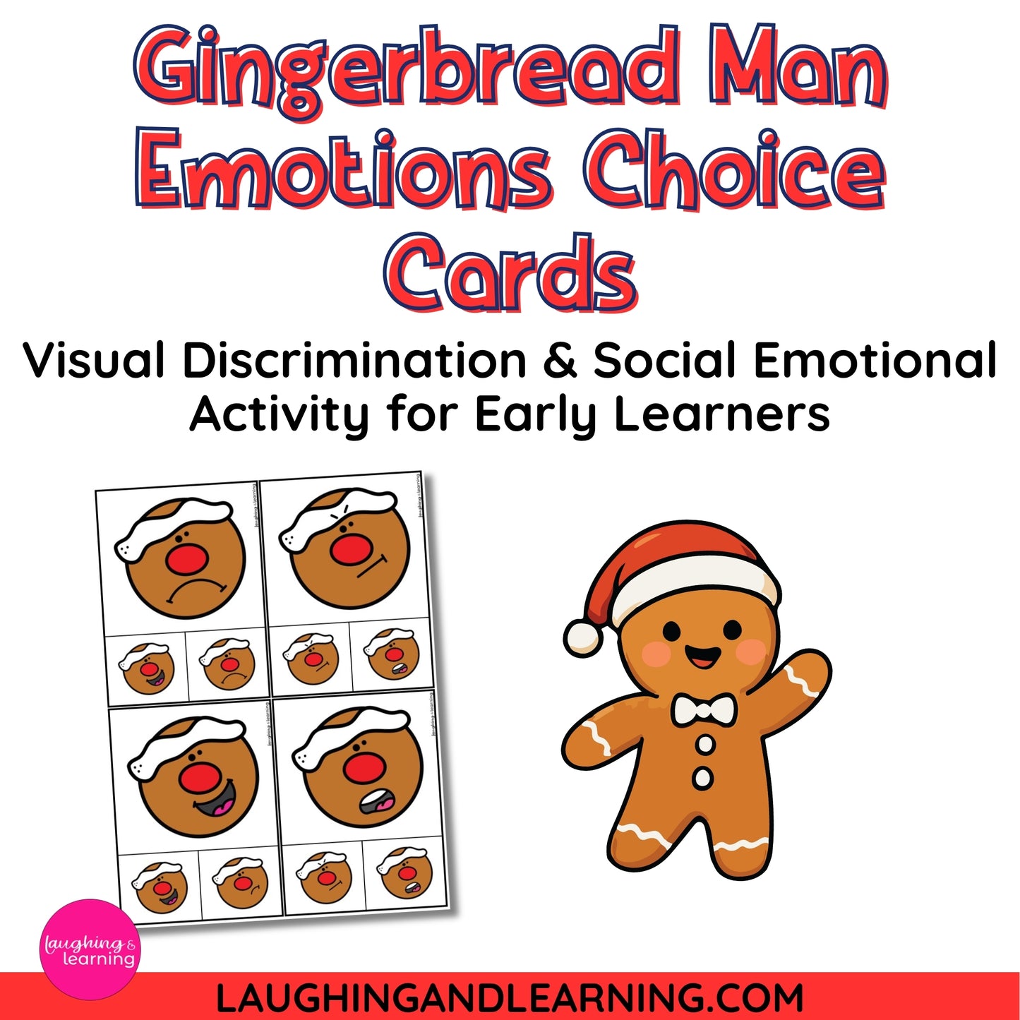 Gingerbread Man Emotions Choice Cards for early learners