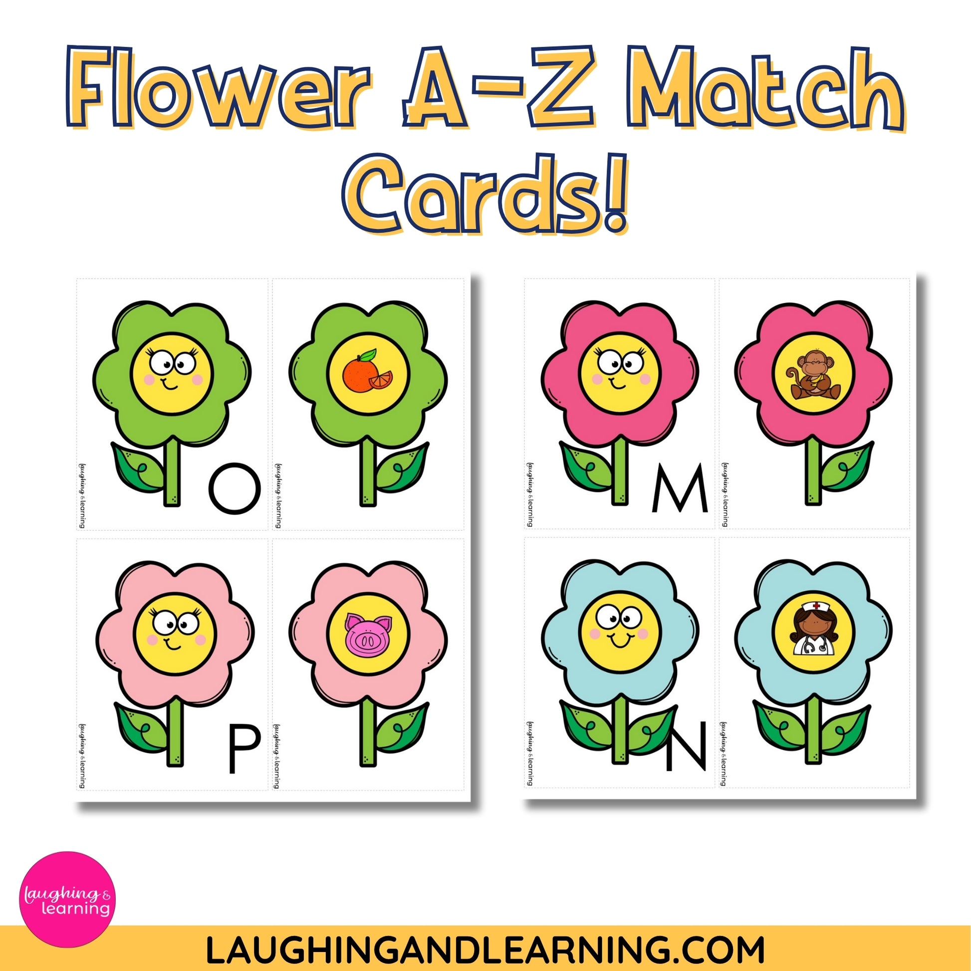 Flower themed letter match cards