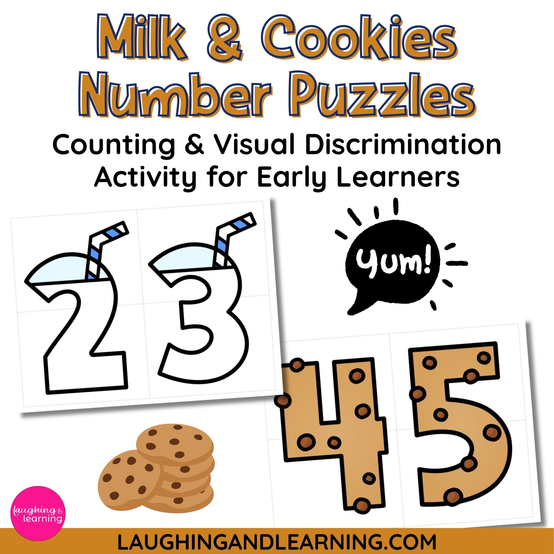 Milk & Cookies Number Puzzles - Visual Discrimination Activity ...