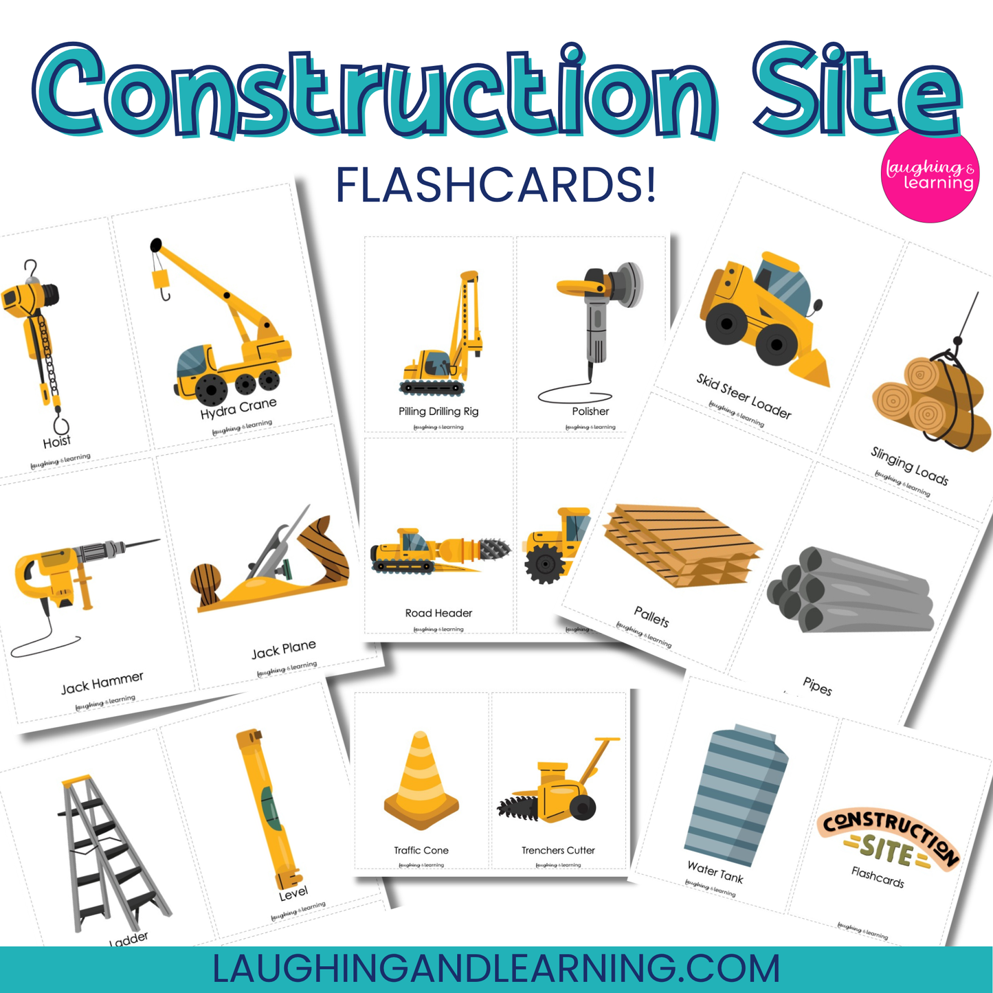 Construction Site Flashcards – Printable Vocabulary Cards