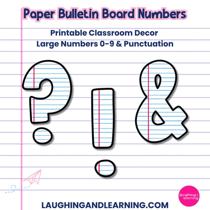 Paper-Theme Bulletin Board Numbers - Numbers 0-9 & Punctuation