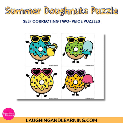 Summer themed doughnut self-correcting two-piece puzzles