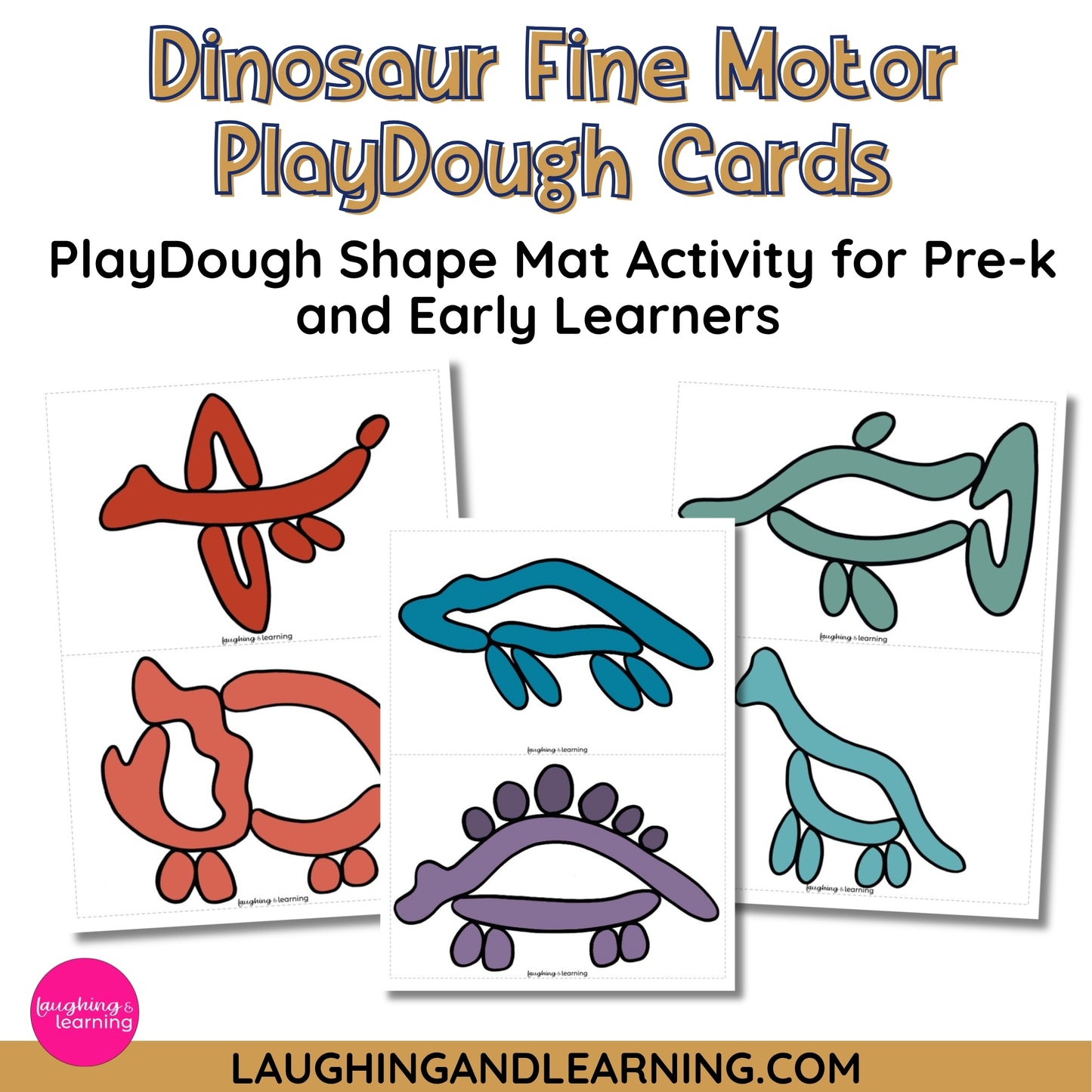 Dinosaur theme play dough cards