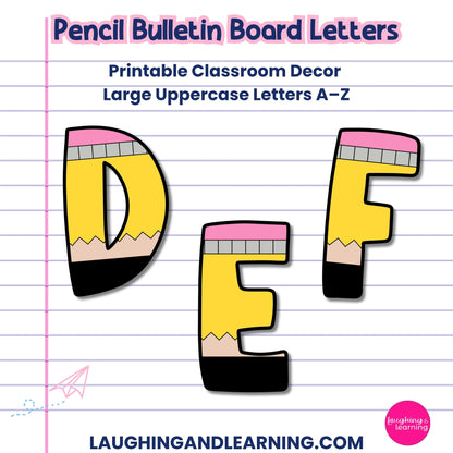 Pencil-Theme Bulletin Board Letters (A-Z)