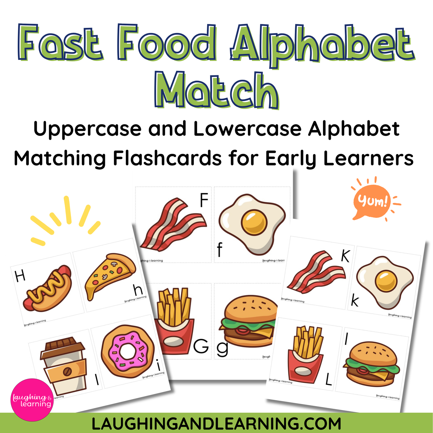 Fast Food Theme Alphabet Matching Activity - Letter Matching Flashcards