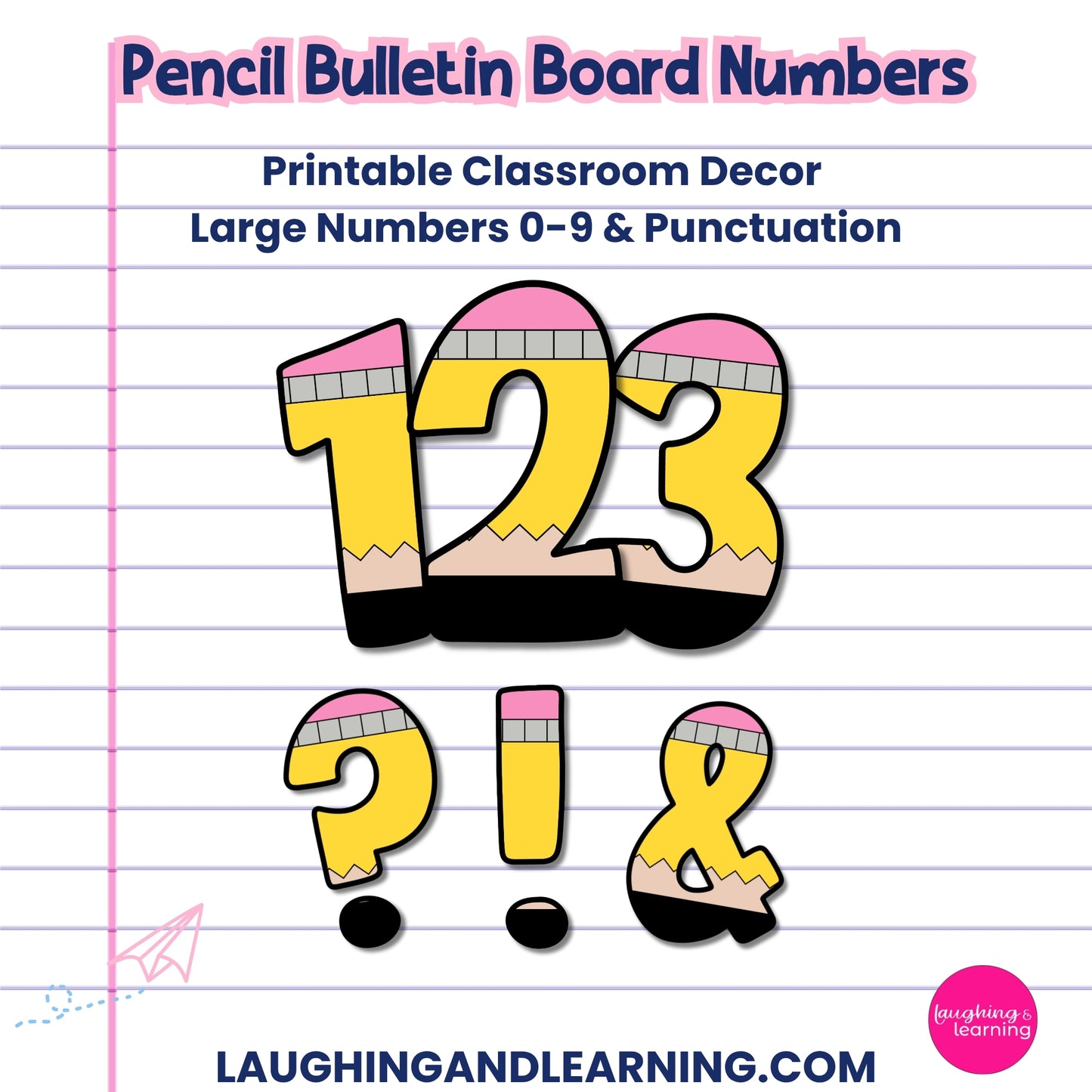 Pencil-Theme Bulletin Board Numbers - Numbers 0-9 & Punctuation
