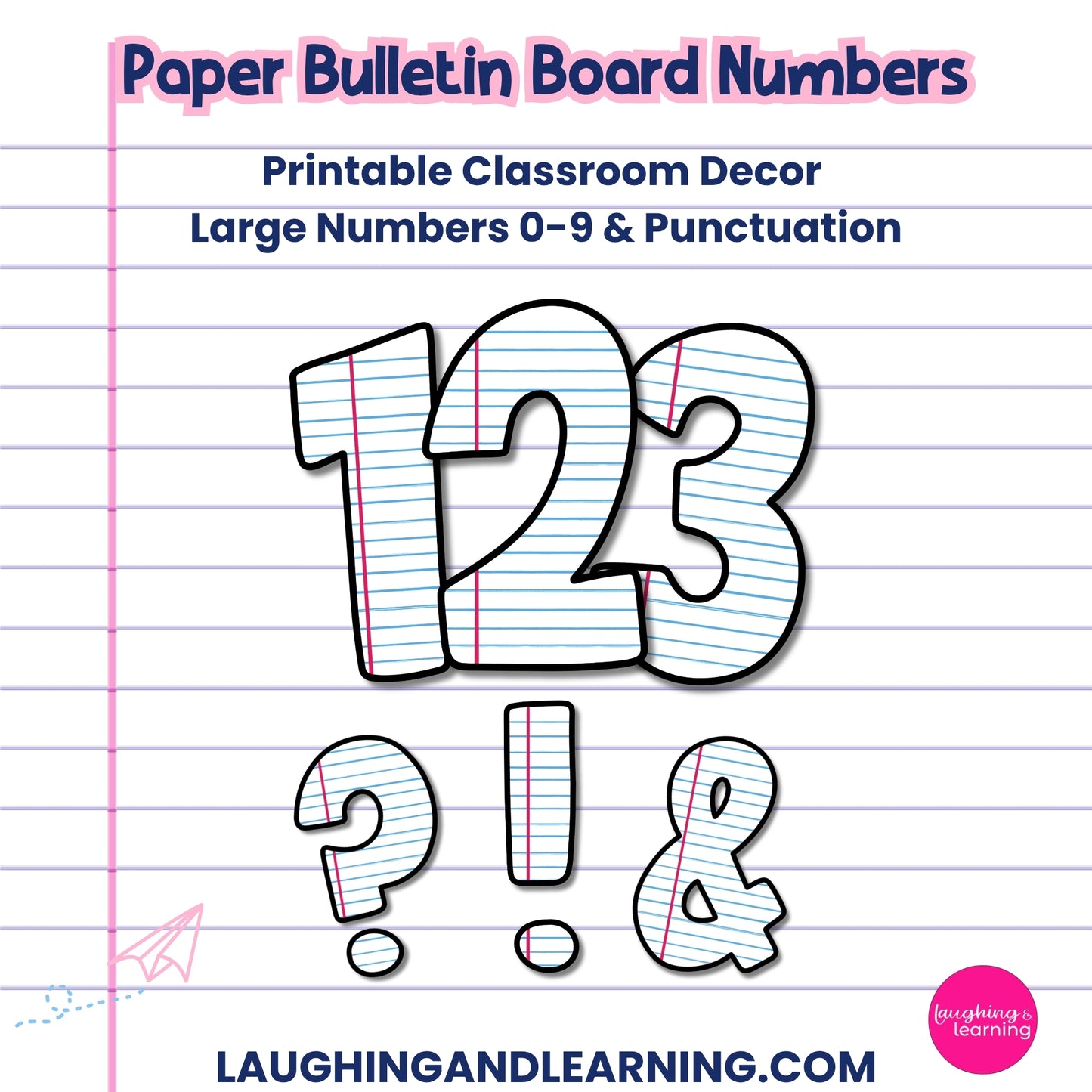Paper-Theme Bulletin Board Numbers - Numbers 0-9 & Punctuation