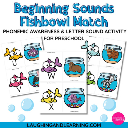 Beginning Sounds Fishbowl Match Cards | Phonemic Awareness & Letter Sound Activity for Preschool