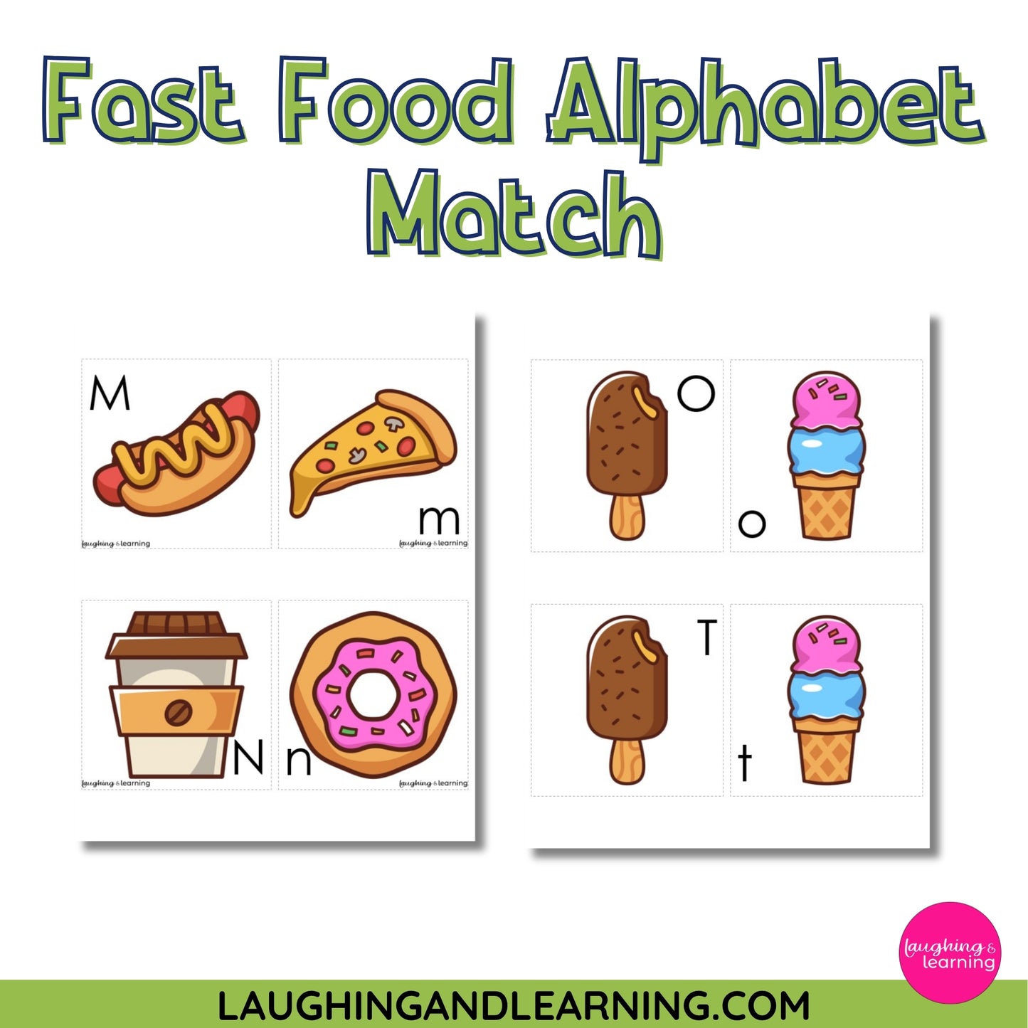 Fast Food Theme Alphabet Matching Activity - Letter Matching Flashcards