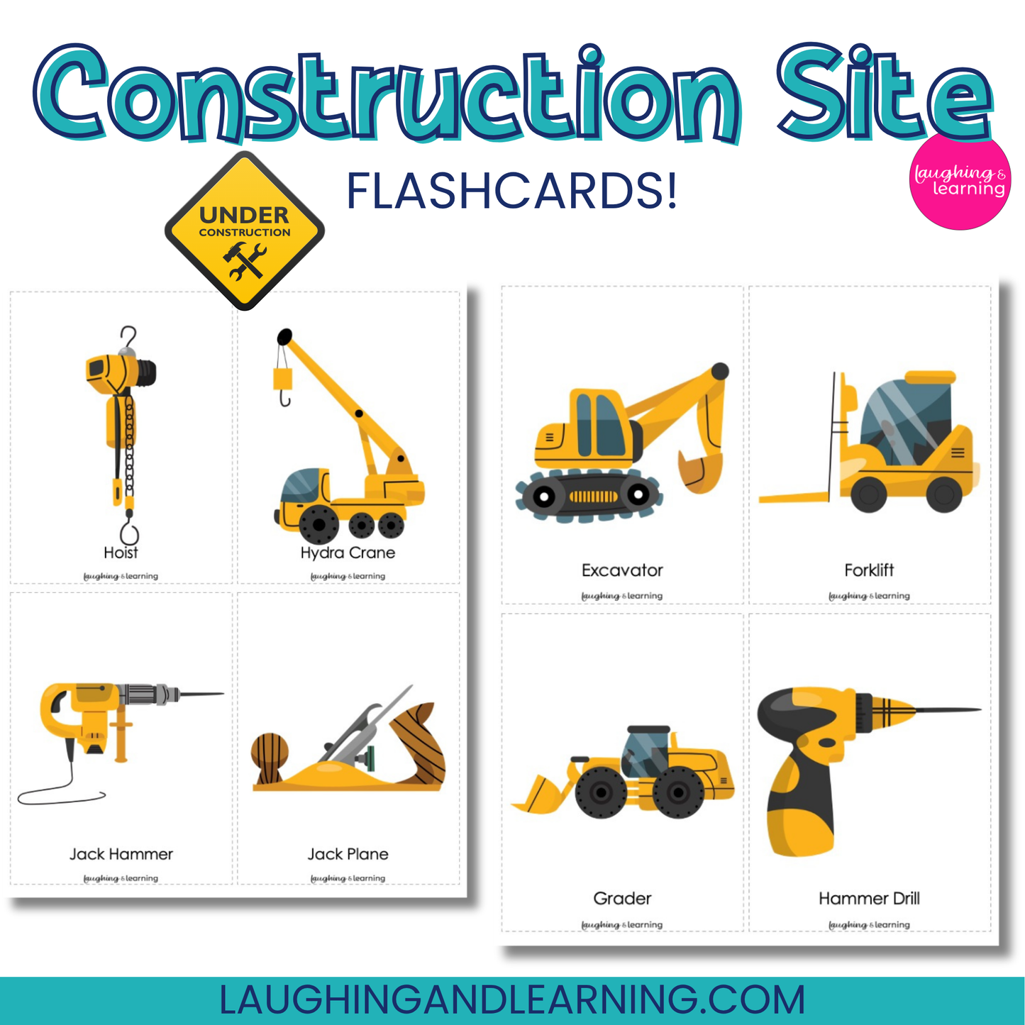 Construction Site Flashcards – Printable Vocabulary Cards