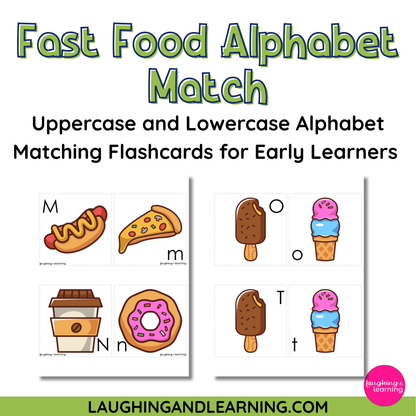 Fast Food Theme Alphabet Matching Activity - Letter Matching Flashcards