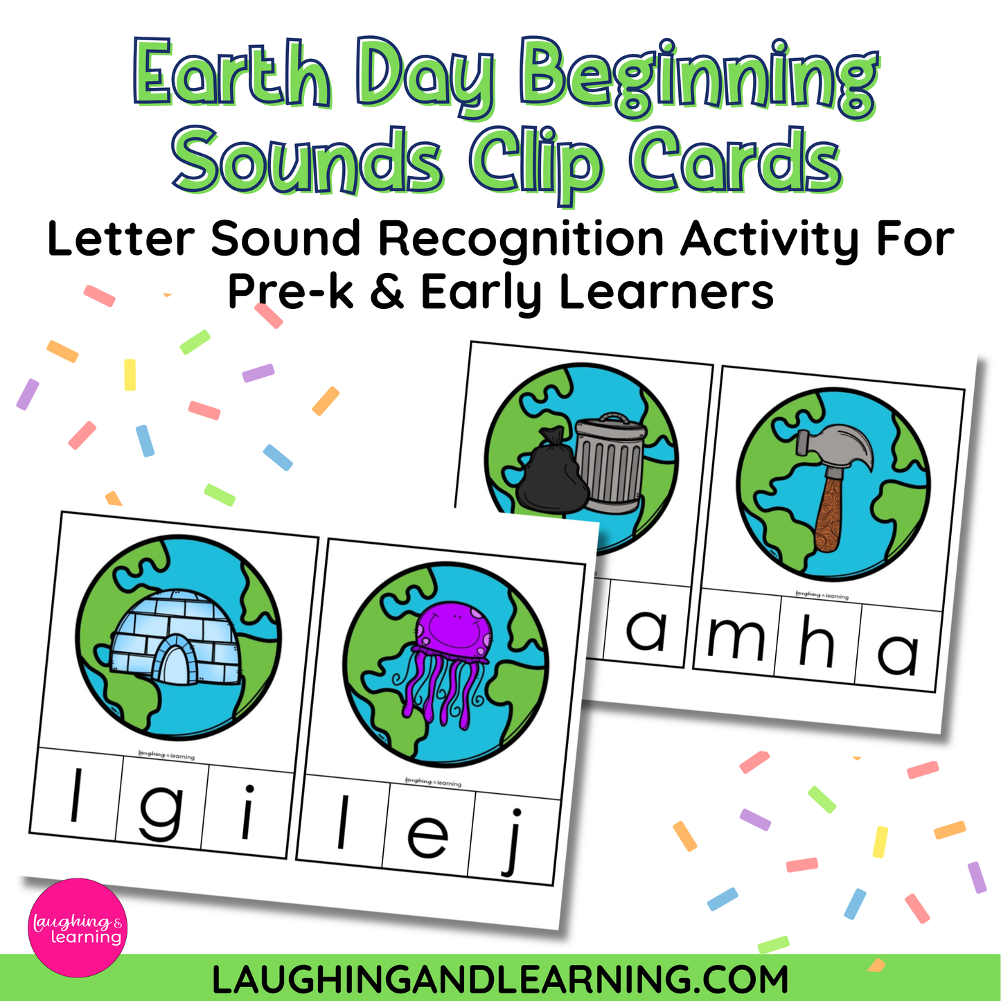 Earth Day Beginning Sounds Clip Cards for Preschool | Phonics Printable