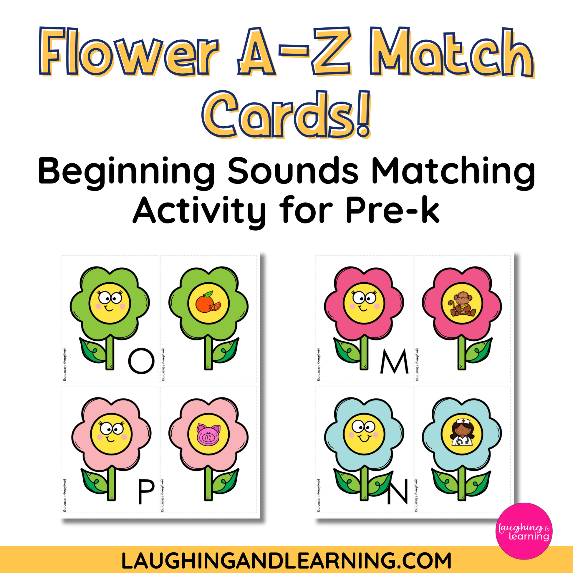 Flower-themed alphabet matching cards for pre-k students 