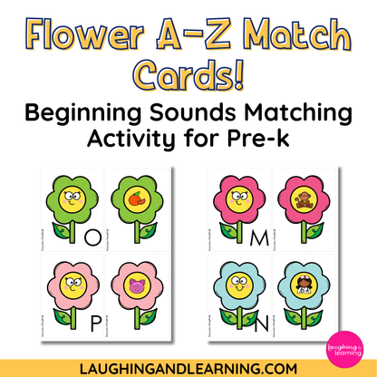 Flower-themed alphabet matching cards for pre-k students 