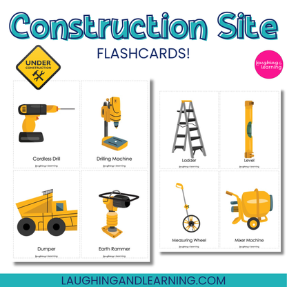 Construction Site Flashcards – Printable Vocabulary Cards