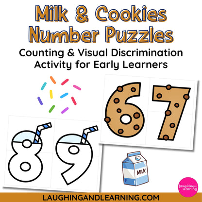 Milk & Cookies Number Puzzles - Counting & Visual Discrimination Activity For Early Learners