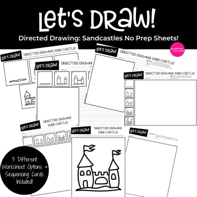 Directed drawing activity sandcastle theme